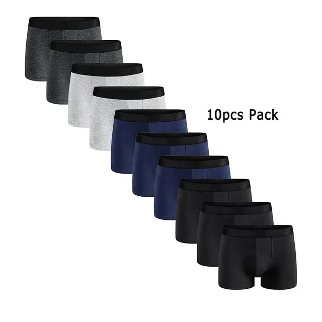 10Pcs Men's Luxury Cotton Boxer Briefs