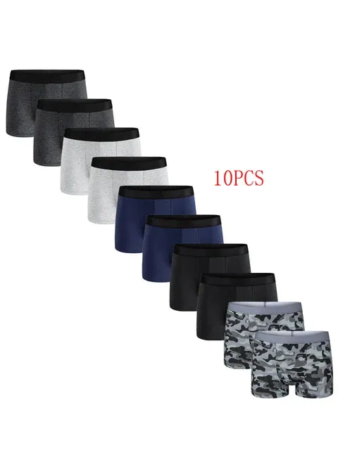 10Pcs Men's Luxury Cotton Boxer Briefs