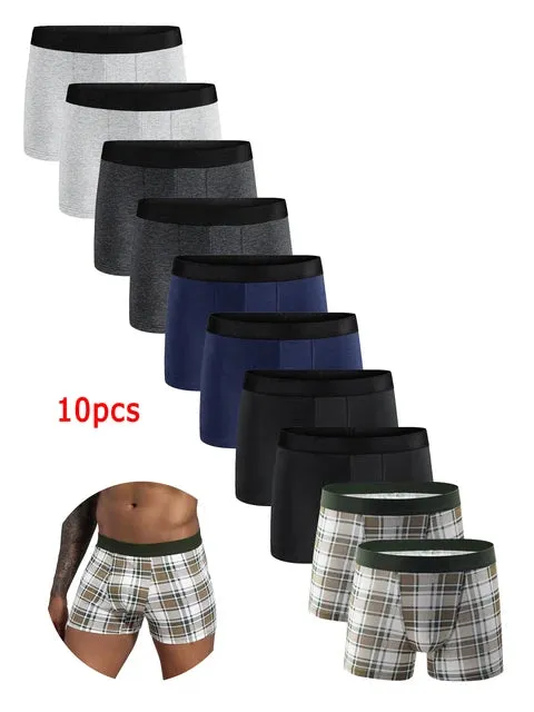 10Pcs Men's Luxury Cotton Boxer Briefs
