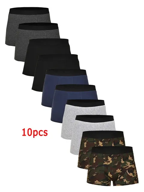 10Pcs Men's Luxury Cotton Boxer Briefs