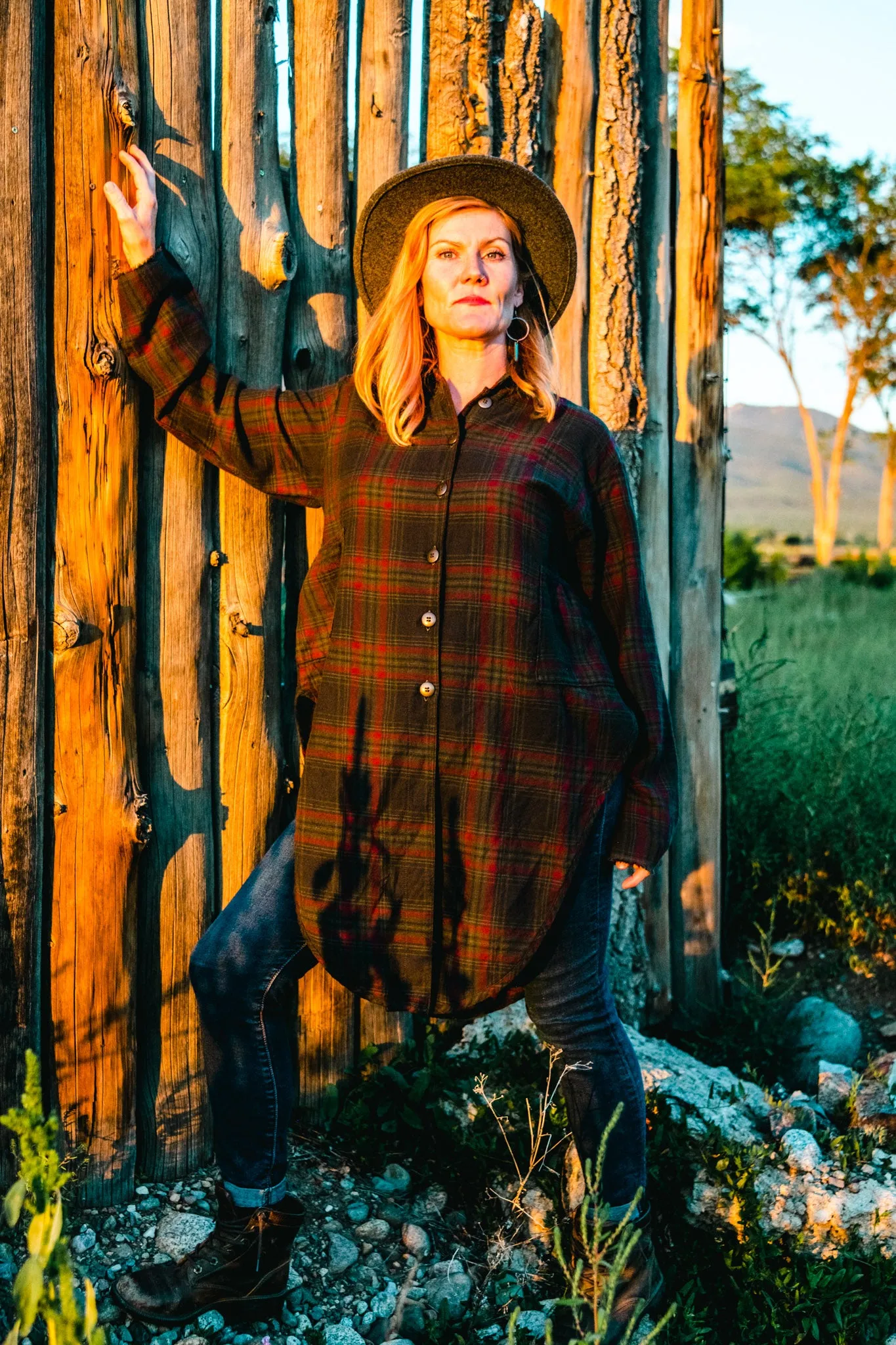 2289 Kinna Plaid Shirt/Jacket- Peat