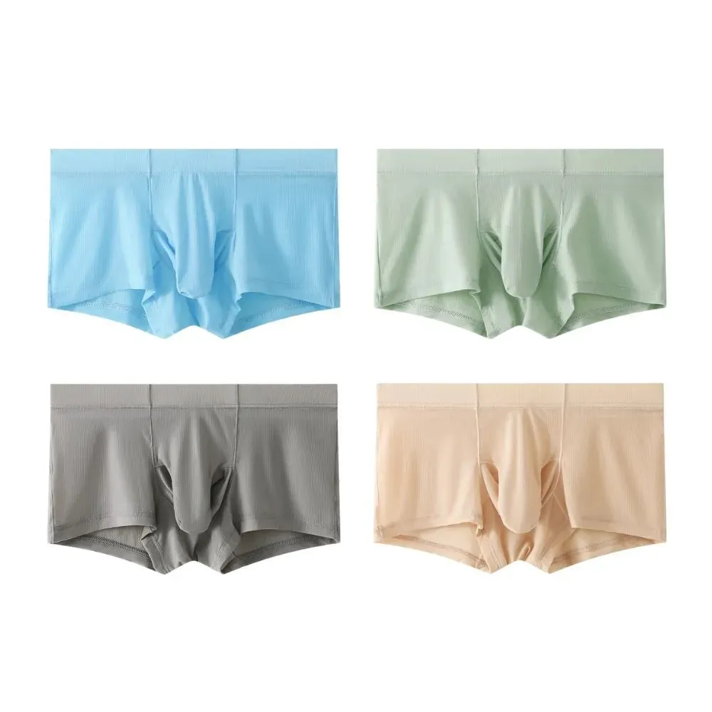 4-Pack Elephant's Trunk Ribbed Ice Silk Underpants for Men JEWYEE FL 629