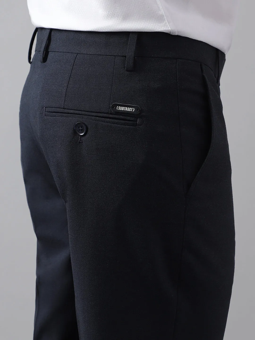 4-Way Stretch Formal Trousers in Mel Blue- Slim Fit