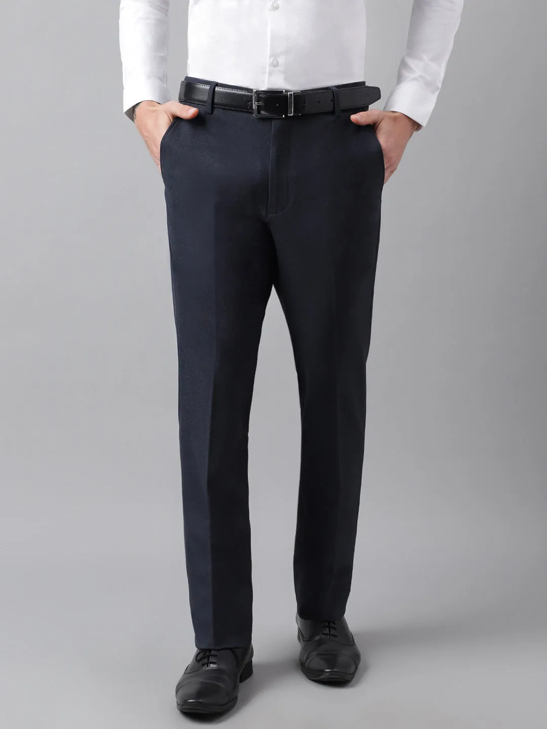 4-Way Stretch Formal Trousers in Mel Blue- Slim Fit