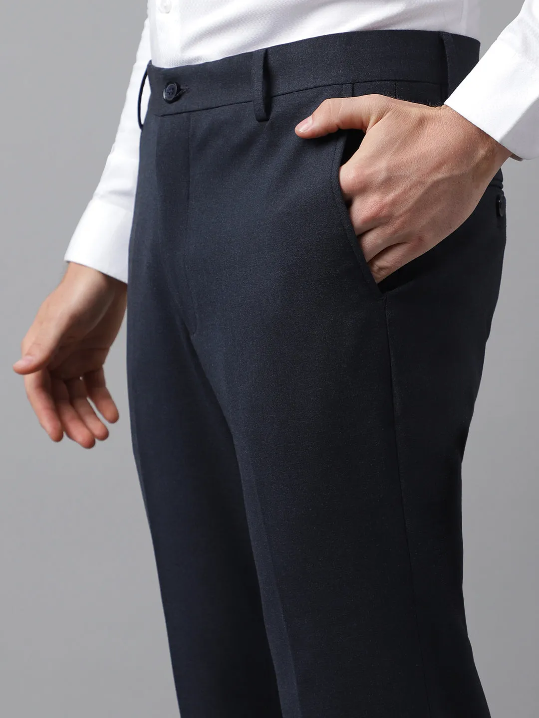 4-Way Stretch Formal Trousers in Mel Blue- Slim Fit