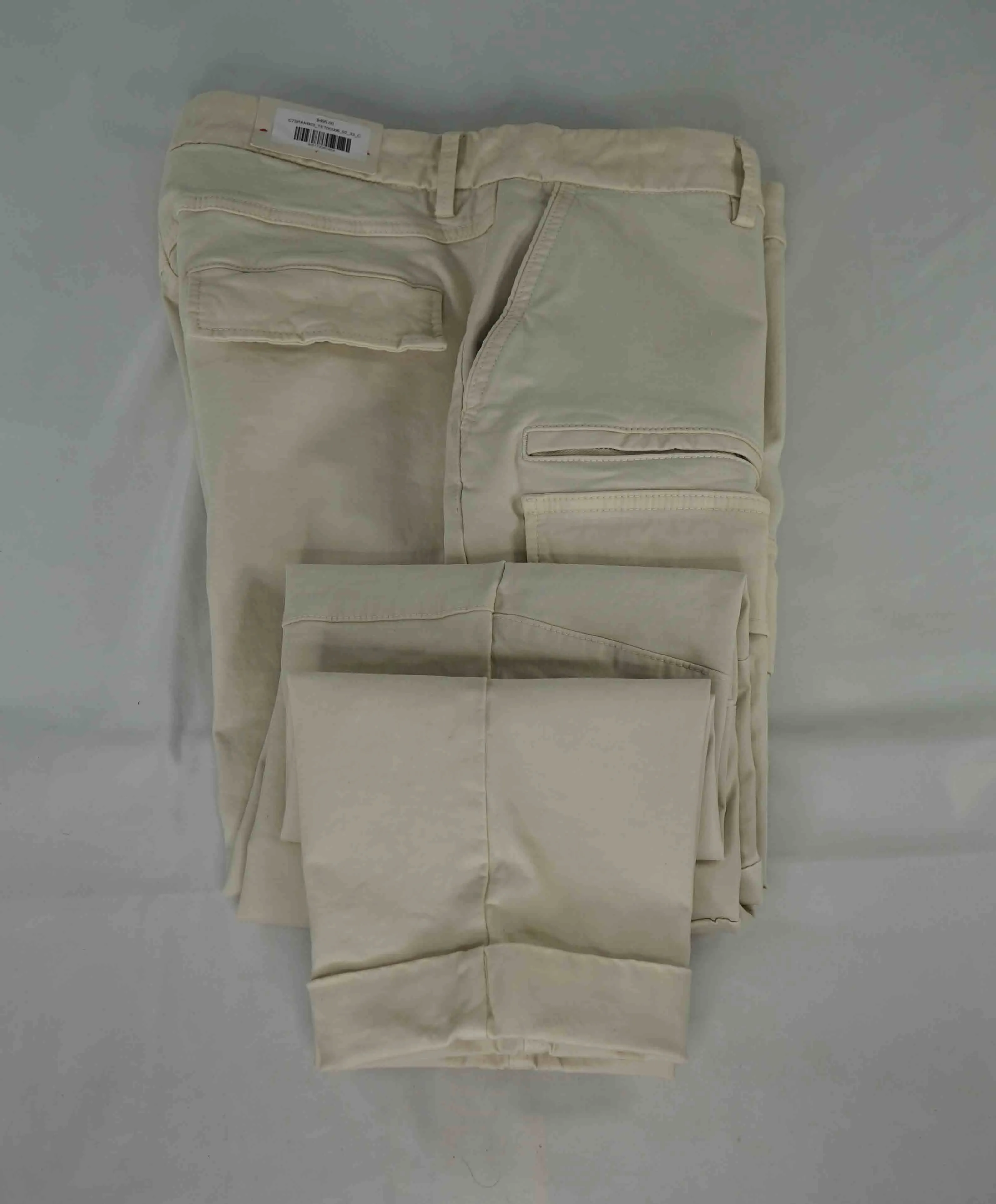 $495 ELEVENTY - SAND Cotton/Elastane "MILANO" Fit Chino Cargo Slim Pants- 33W
