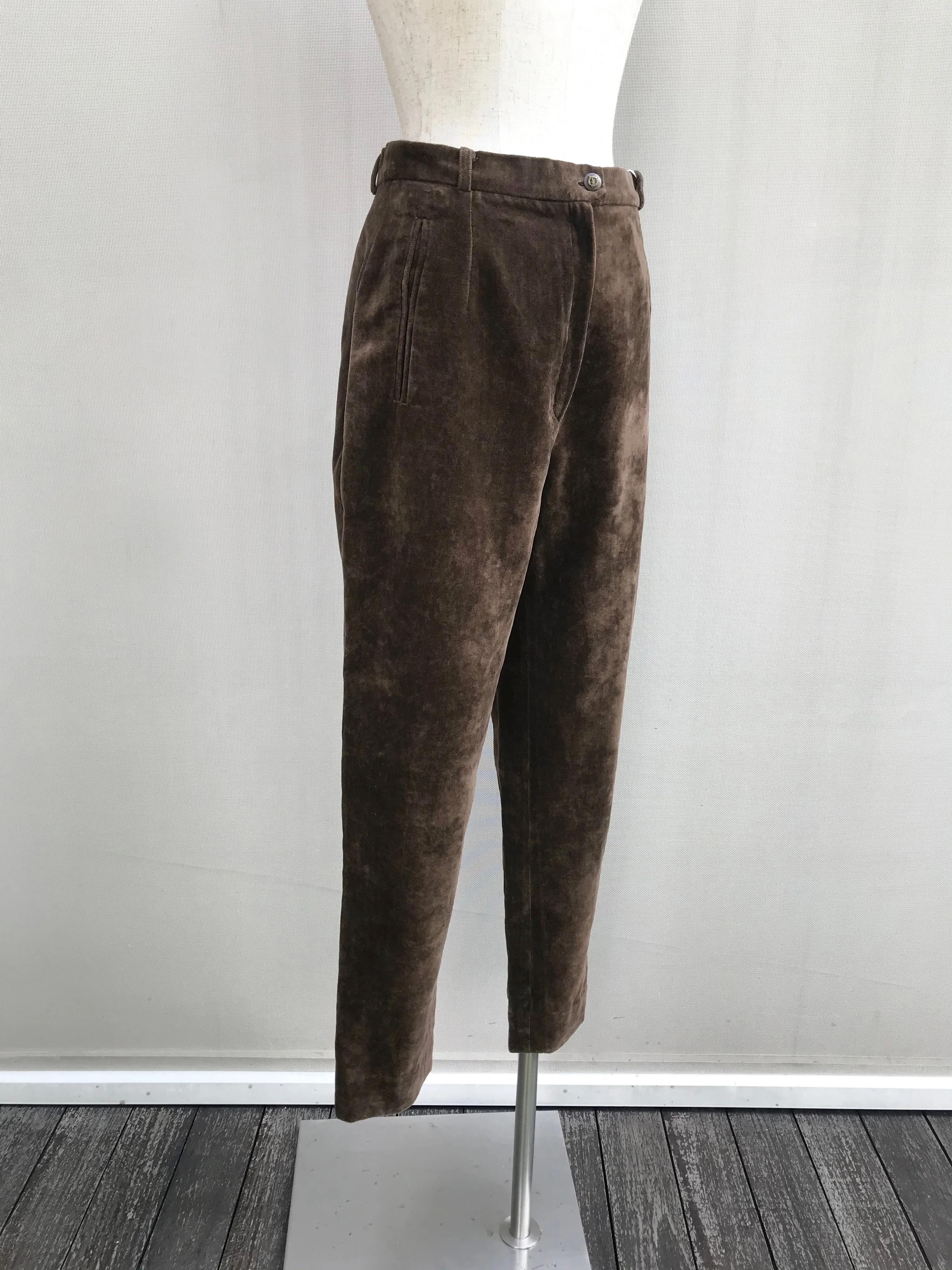 80s Cotton Velvetin High Waisted Trousers