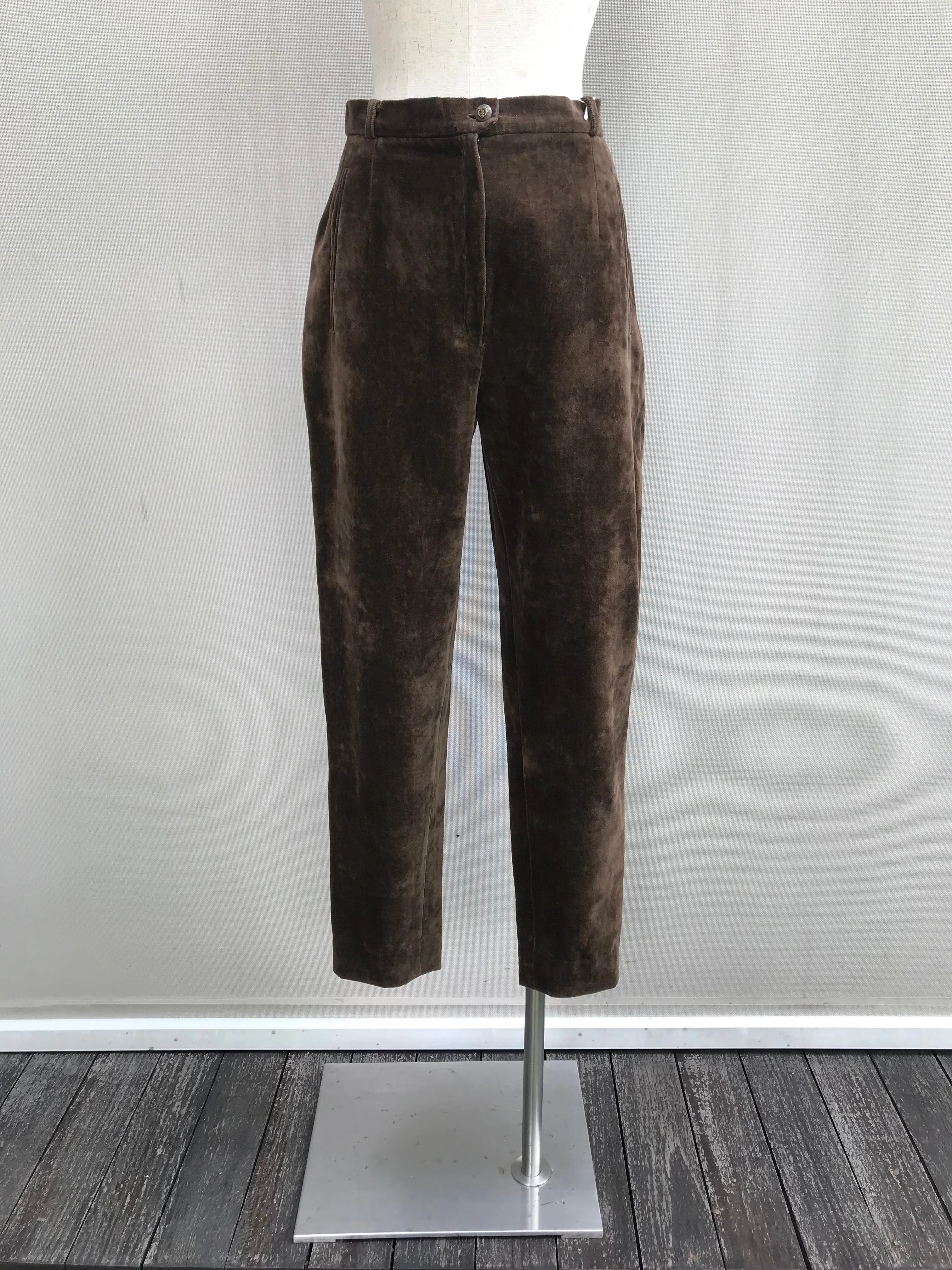 80s Cotton Velvetin High Waisted Trousers