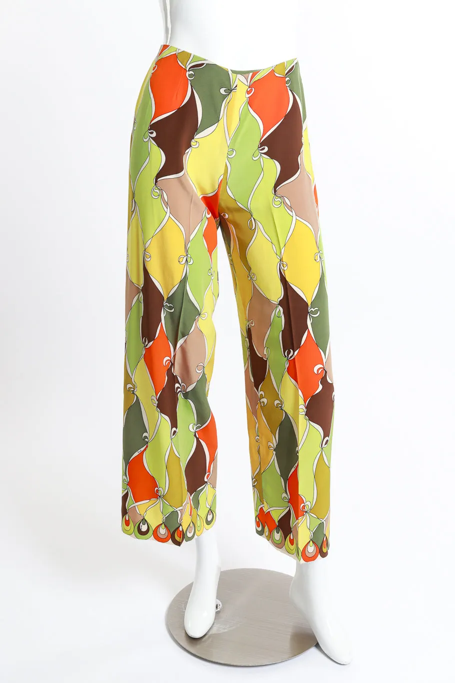 Abstract Harlequin Ruffle Tunic Trouser Set