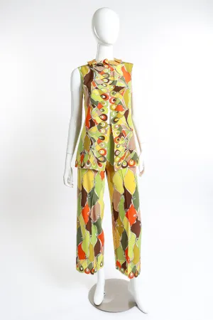 Abstract Harlequin Ruffle Tunic Trouser Set