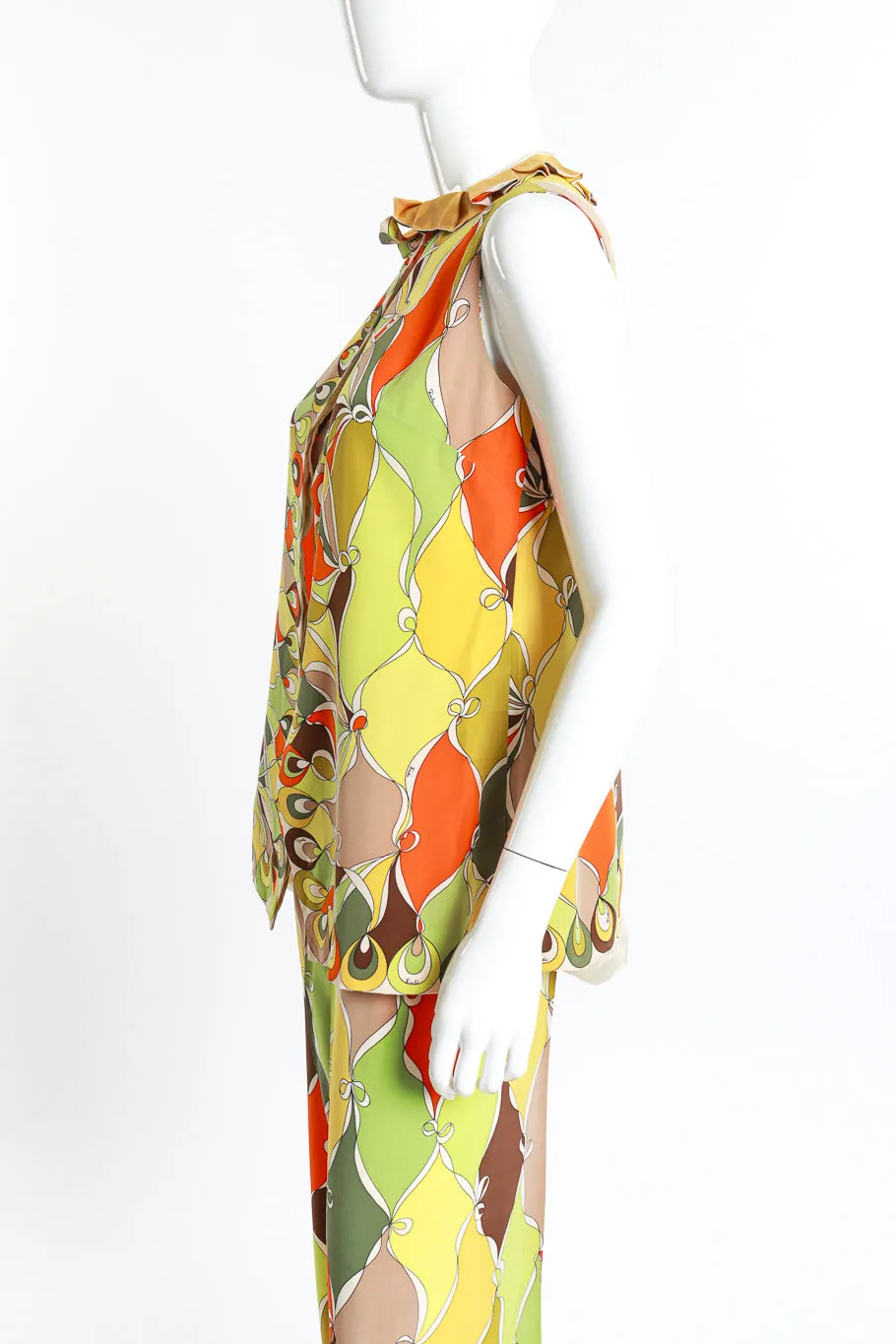 Abstract Harlequin Ruffle Tunic Trouser Set
