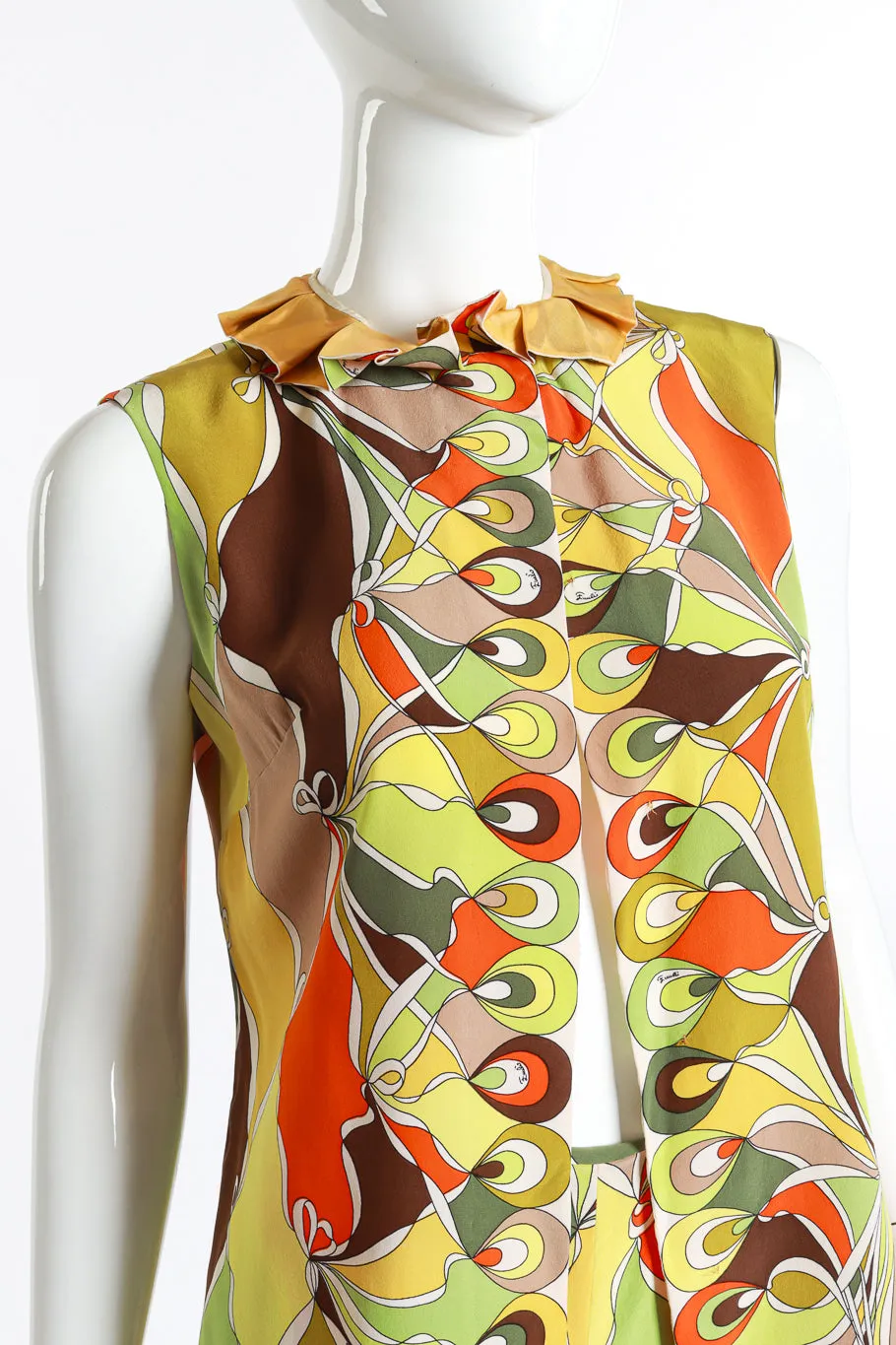 Abstract Harlequin Ruffle Tunic Trouser Set
