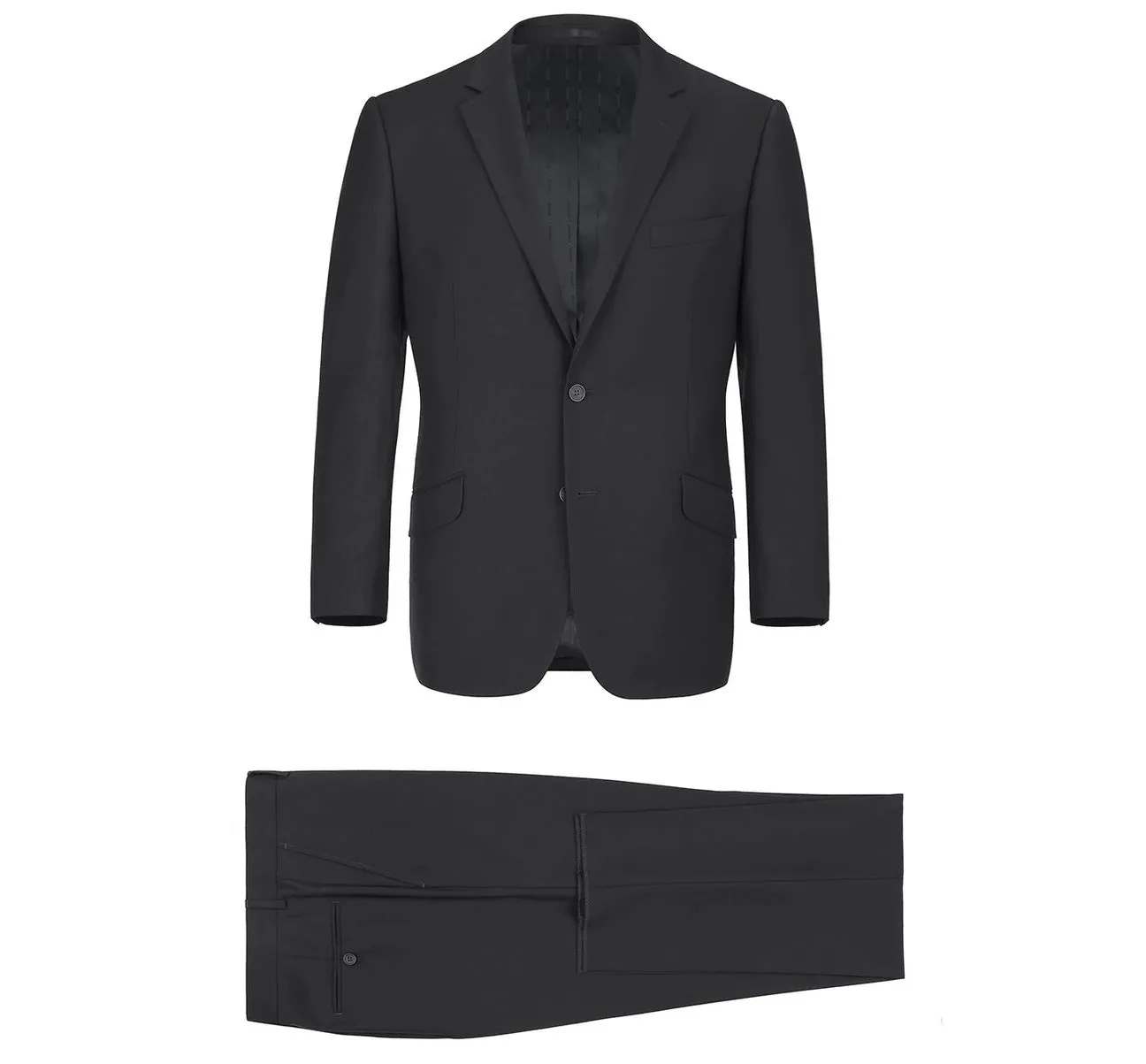 Alessandro Vitello by Renoir Black 2-Piece Classic Fit Single Breasted Notch Lapel Suit 201-1