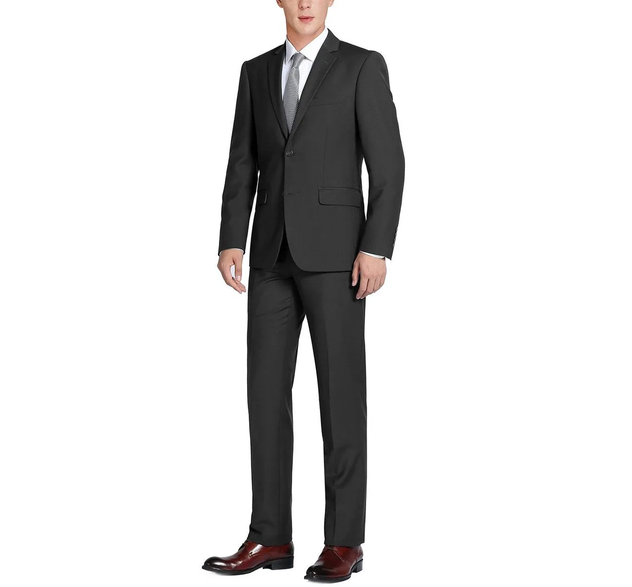 Alessandro Vitello by Renoir Black 2-Piece Classic Fit Single Breasted Notch Lapel Suit 201-1