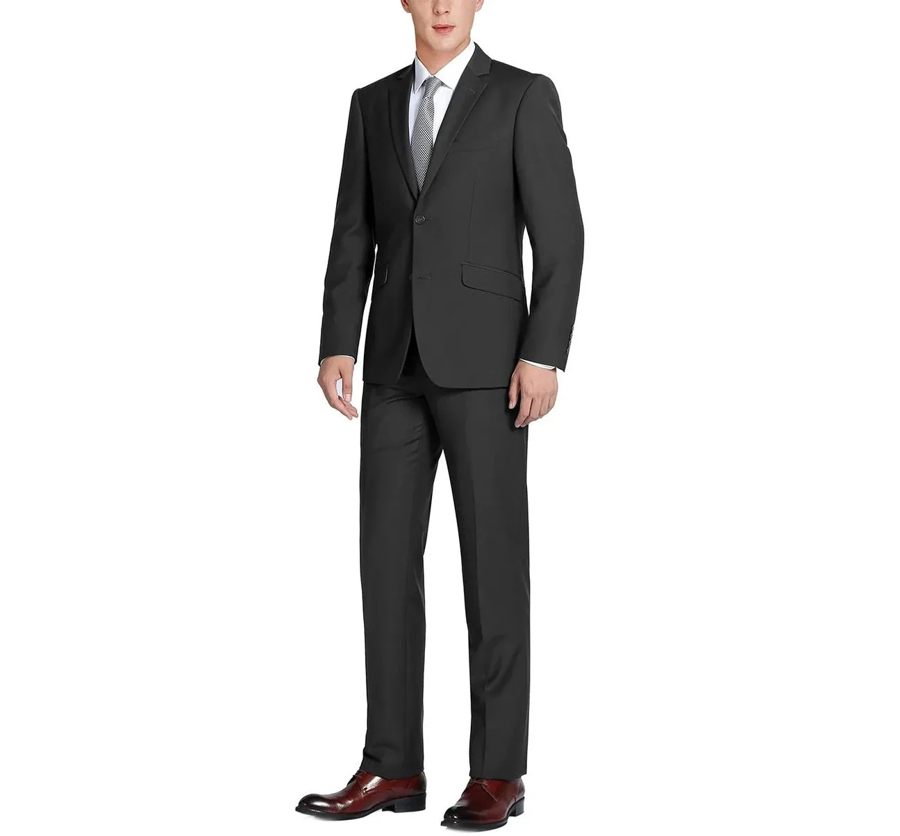Alessandro Vitello by Renoir Black 2-Piece Classic Fit Single Breasted Notch Lapel Suit 201-1