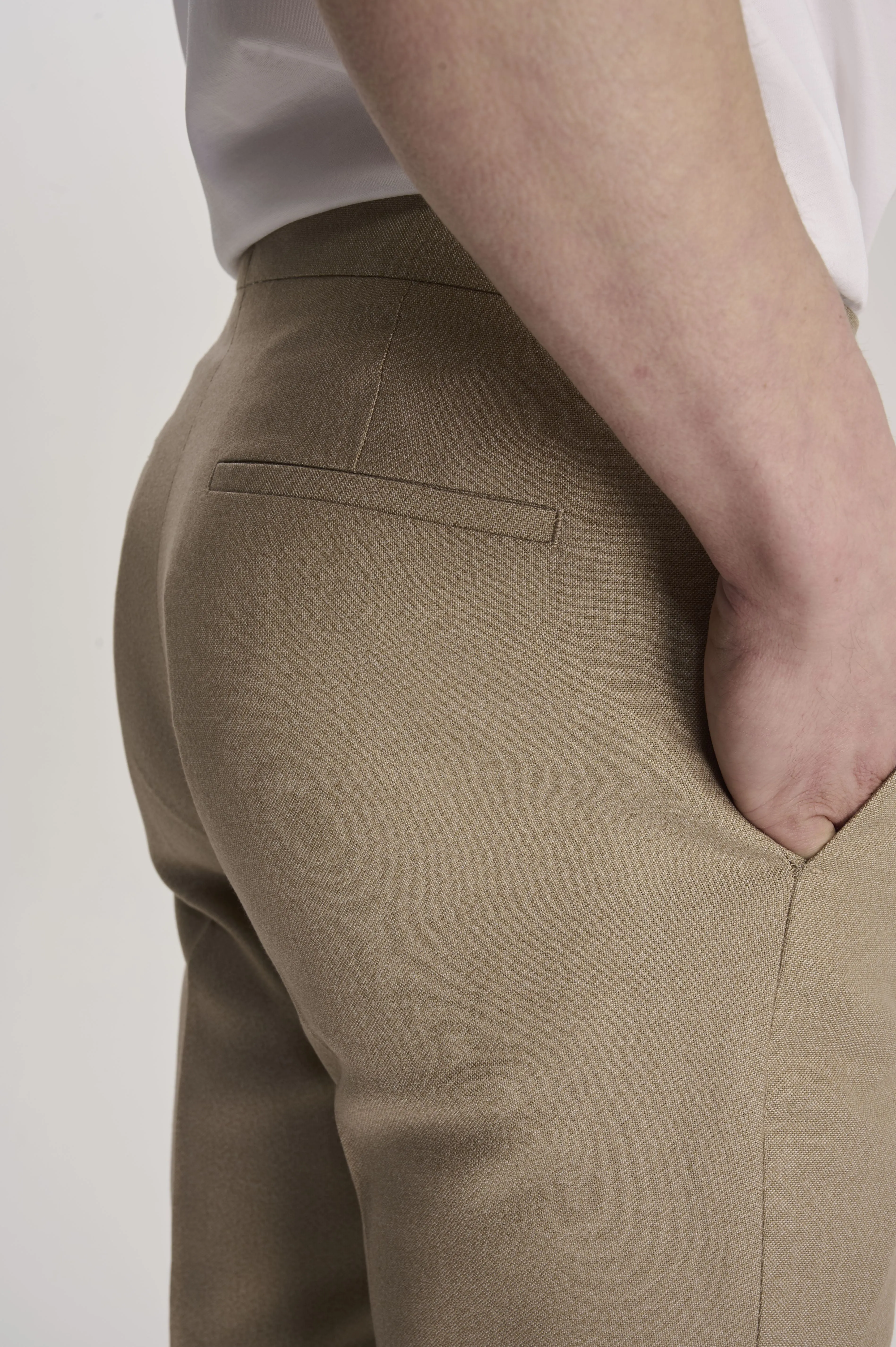 Archie Melange Slim Fit Suit Trousers in Beige