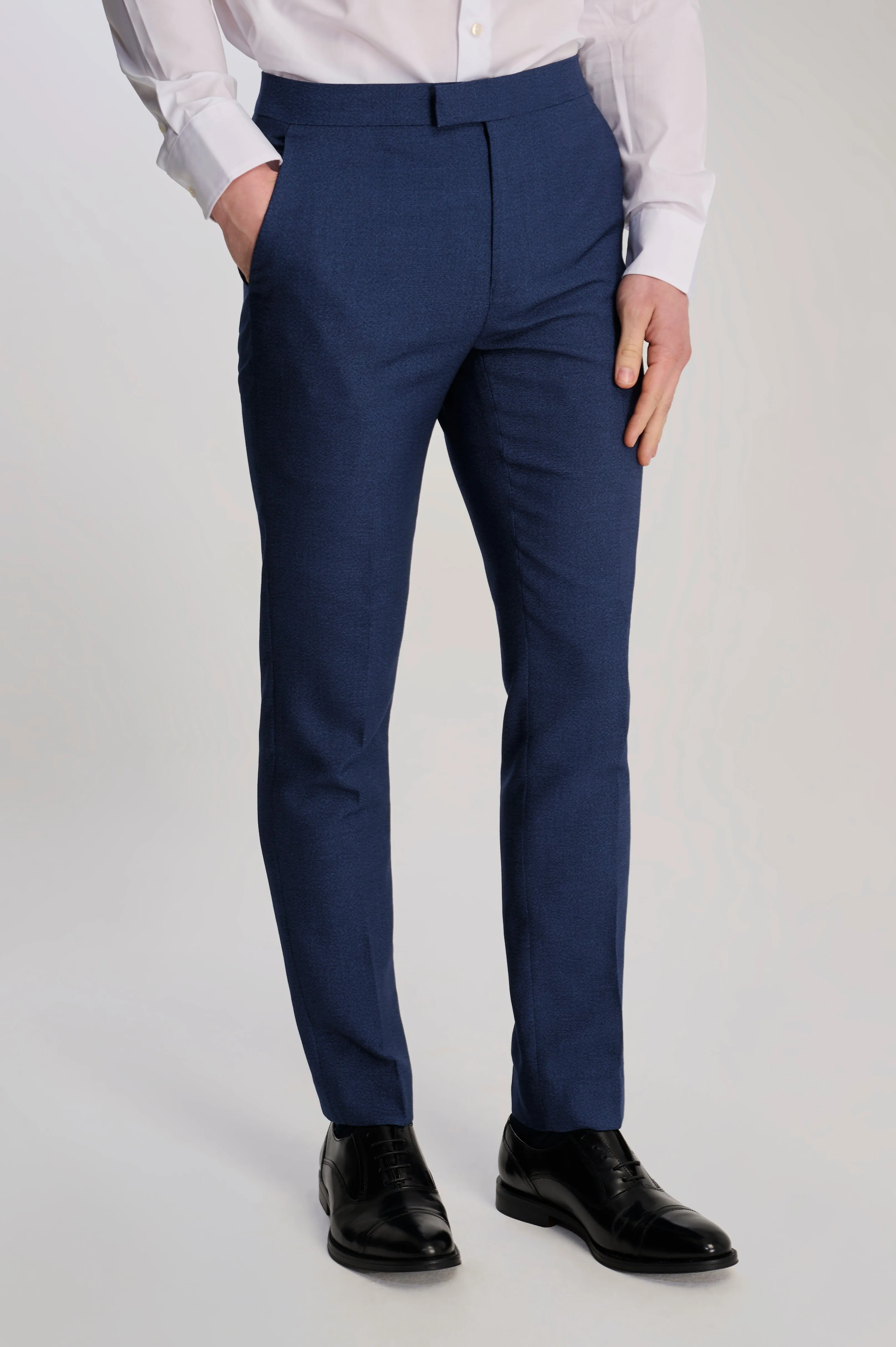 Archie Melange Slim Fit Suit Trousers in Blue