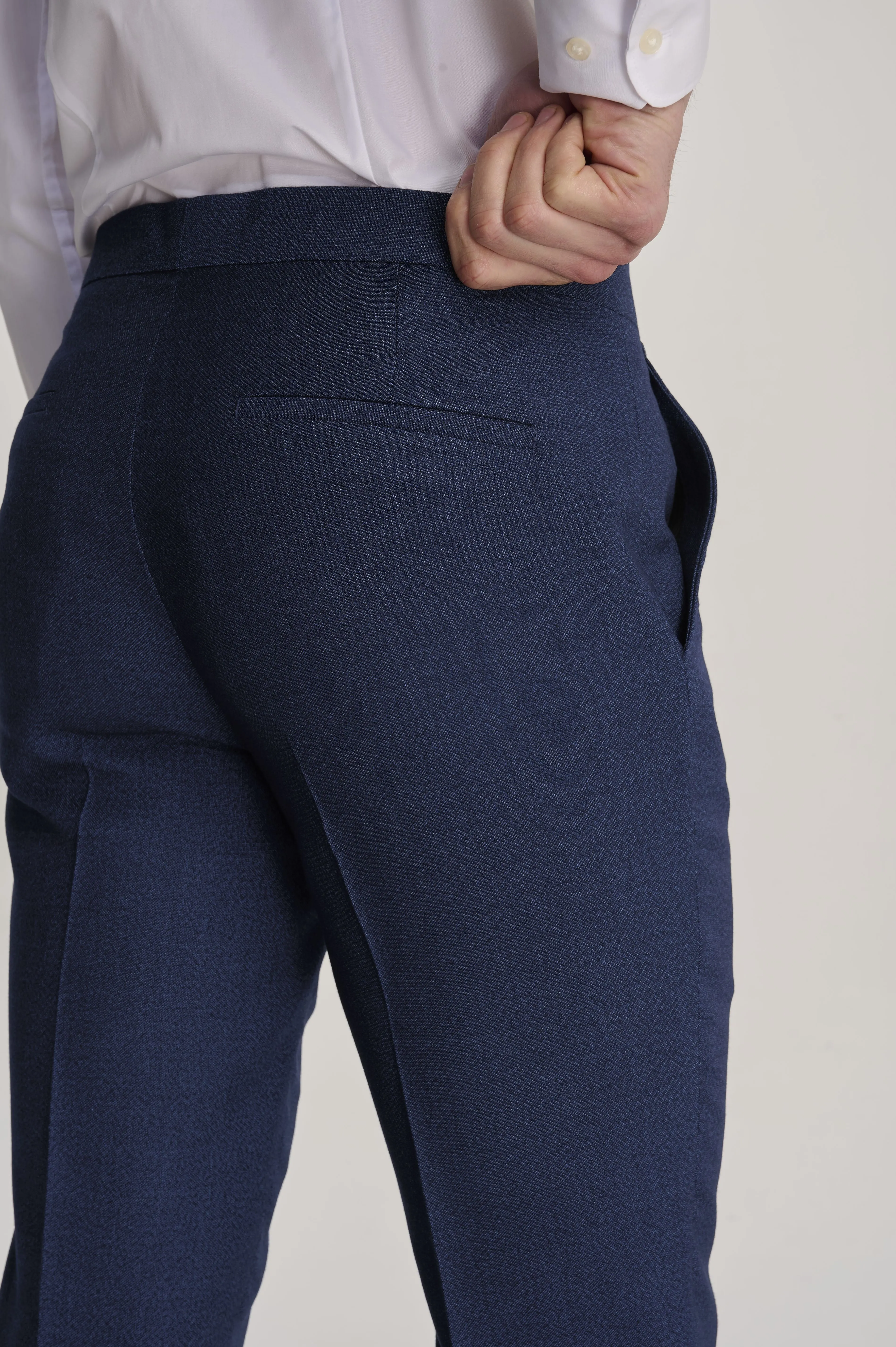 Archie Melange Slim Fit Suit Trousers in Blue