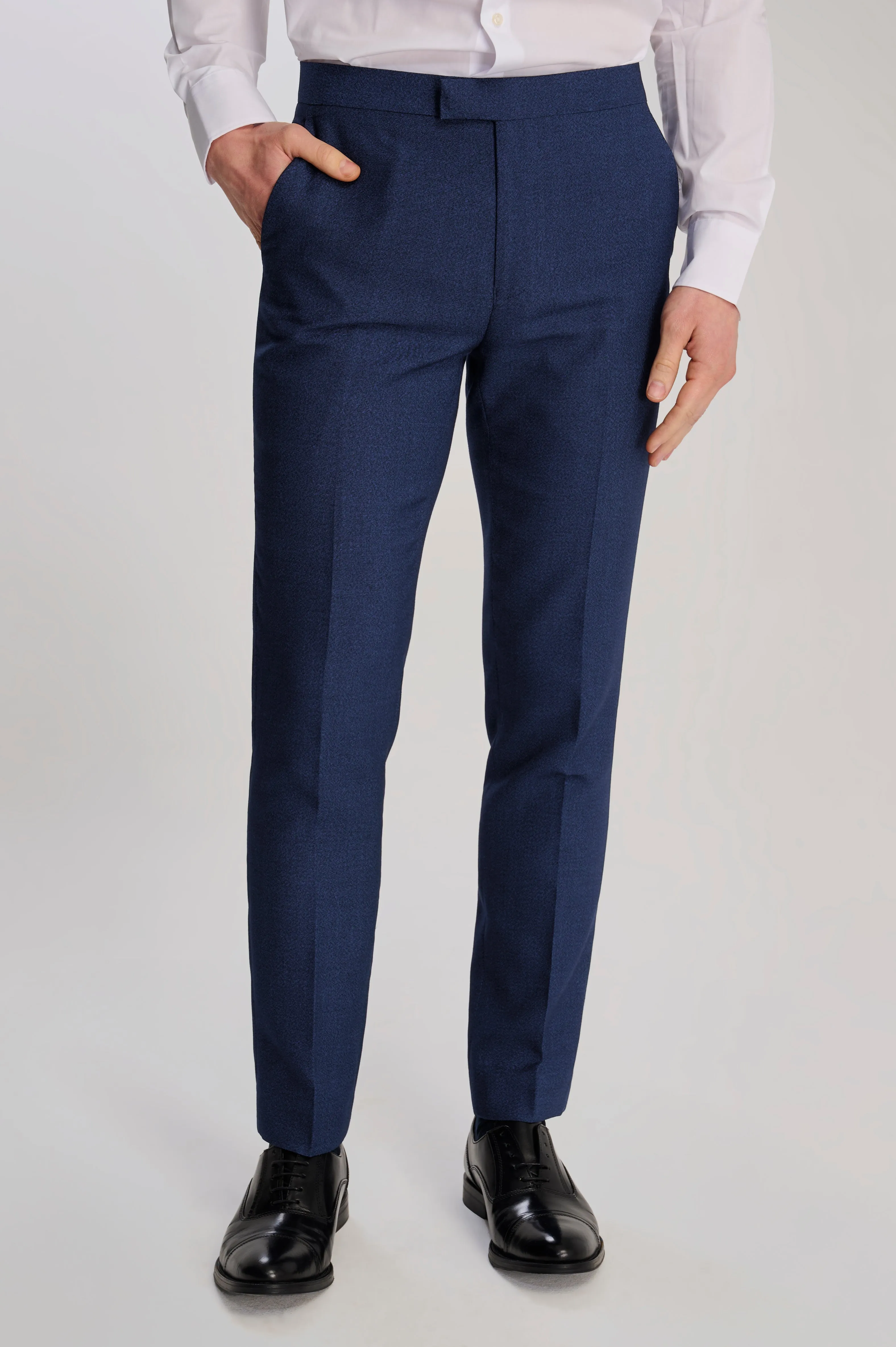 Archie Melange Slim Fit Suit Trousers in Blue