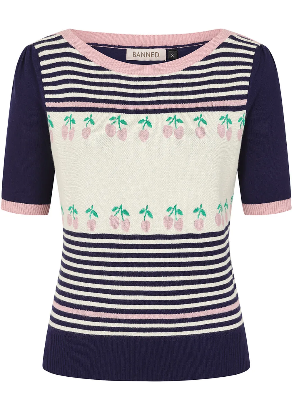 Banned Jolene Cherries Jumper in Navy