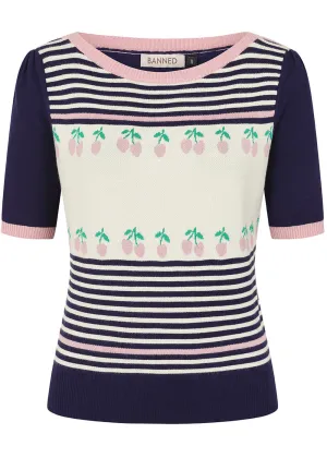 Banned Jolene Cherries Jumper in Navy