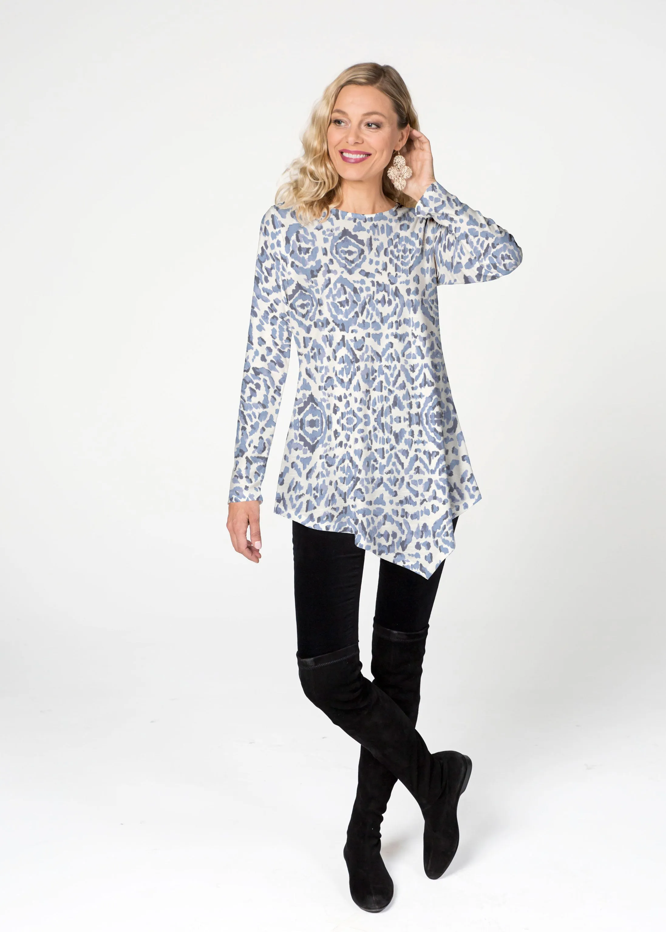 Batik Zebra  (7753) ~ Asymmetrical French Terry Tunic