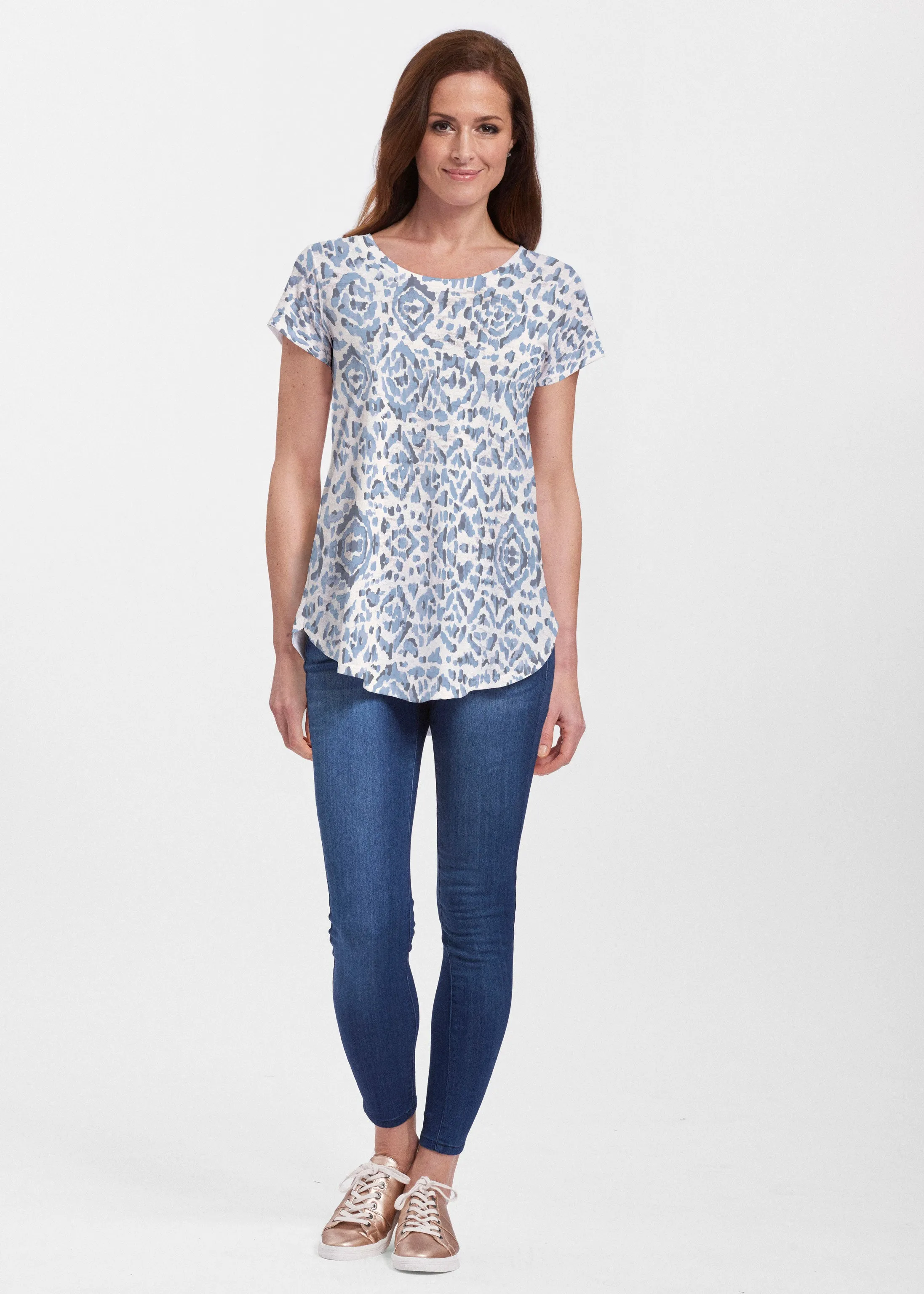 Batik Zebra (7753) ~ Signature Short Sleeve Scoop Neck Flowy Tunic