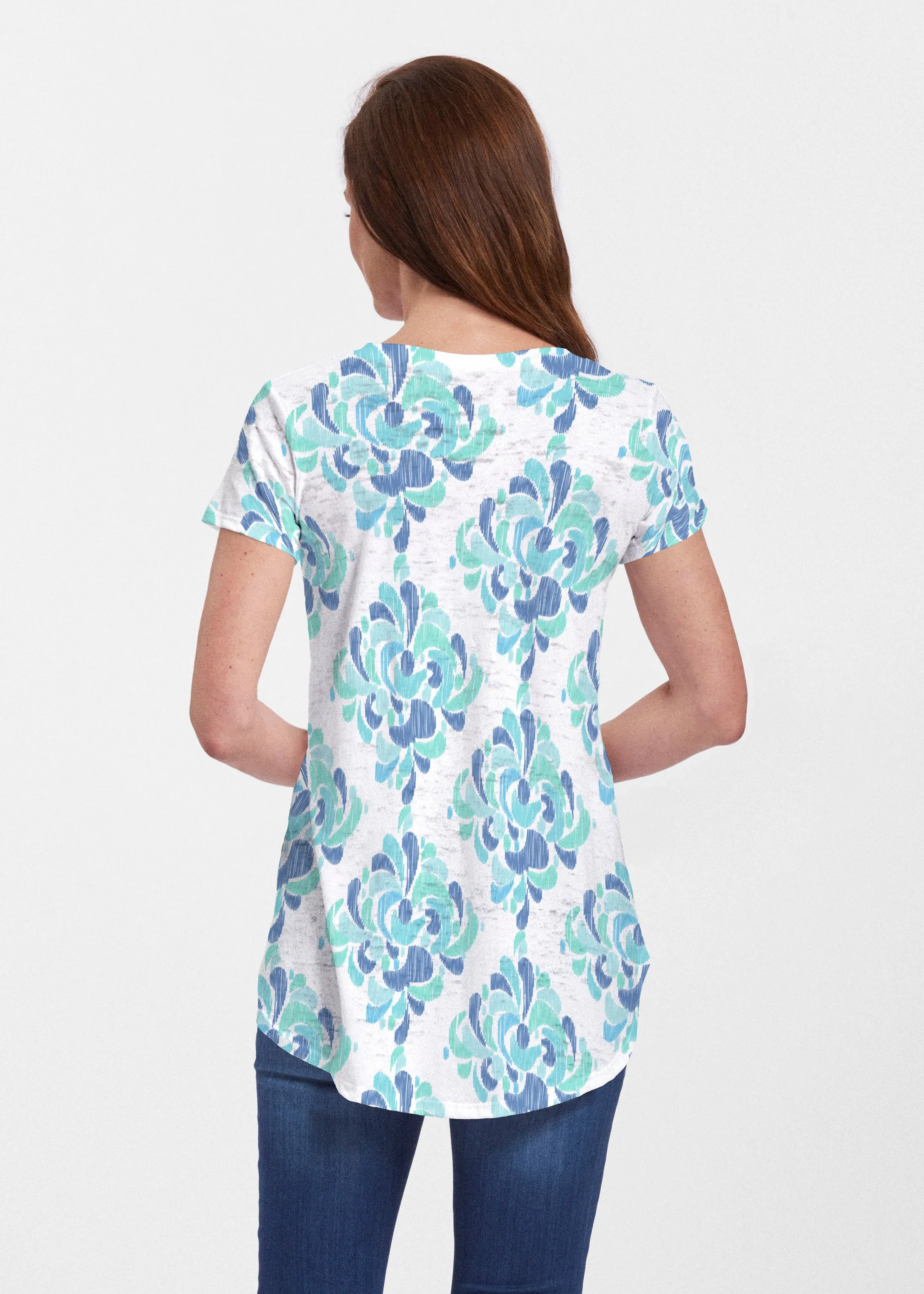 Be Jeweled (7811) ~ Signature Short Sleeve Scoop Neck Flowy Tunic