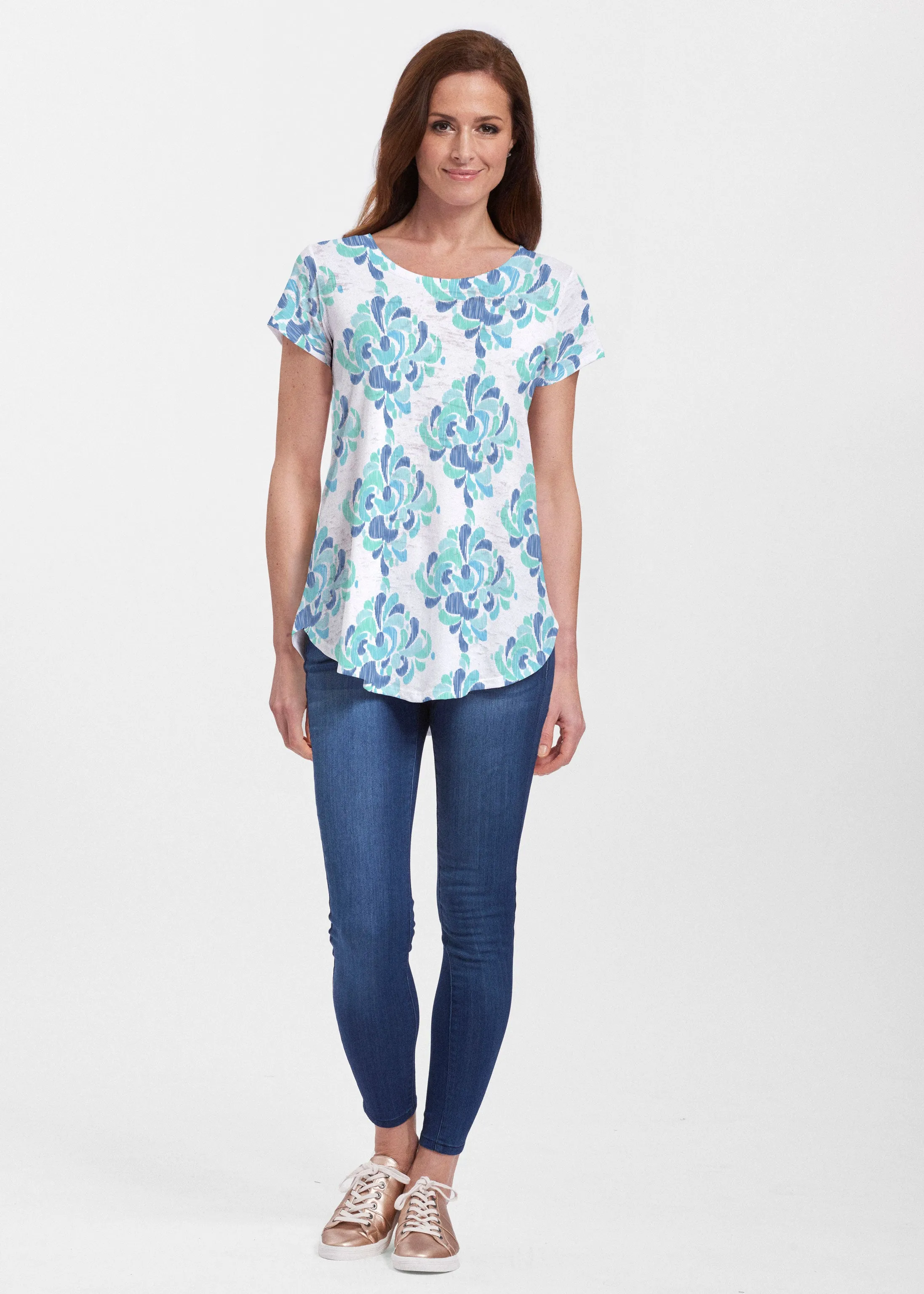 Be Jeweled (7811) ~ Signature Short Sleeve Scoop Neck Flowy Tunic