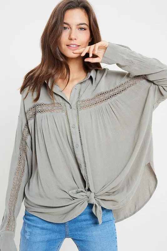 BECK BUTTON DOWN TOP OLIVE