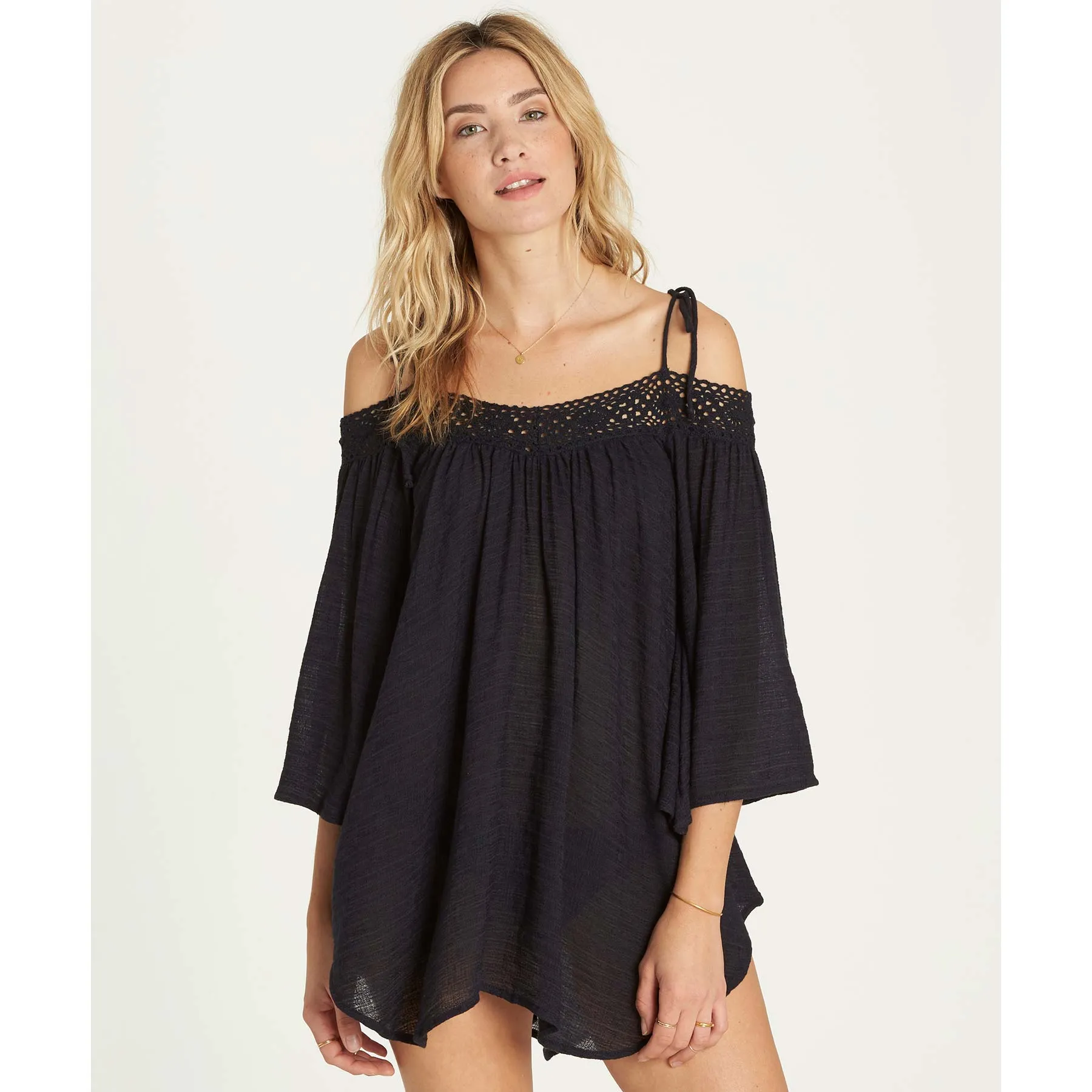 Billabong Women's Breeze On Cover-up Tunic Top | Off Black