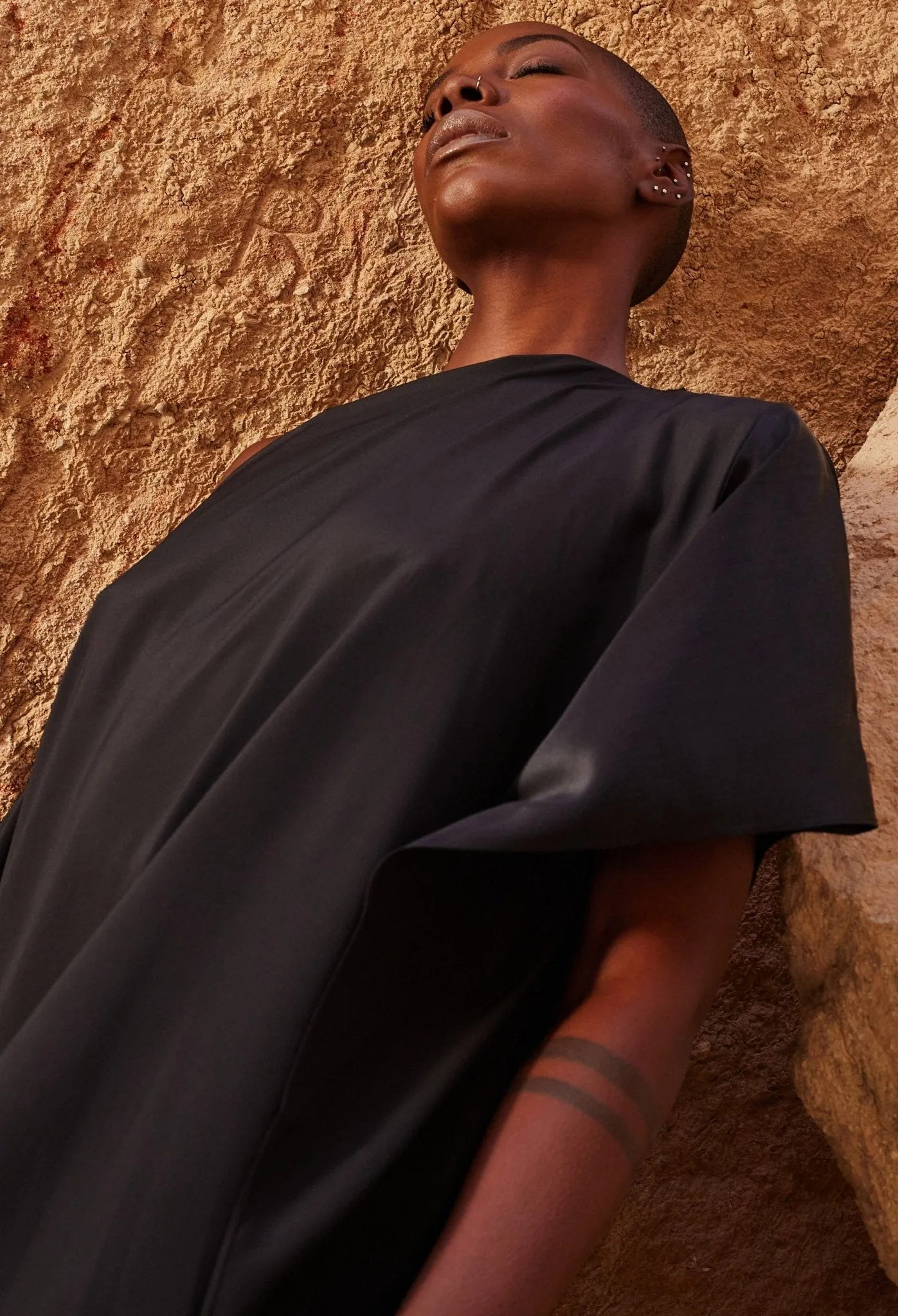 Black Convertible Boatneck Silk Caftan - Sale