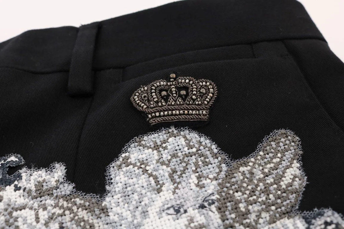 Black Cotton SICILIAN WESTERN Crown Pants