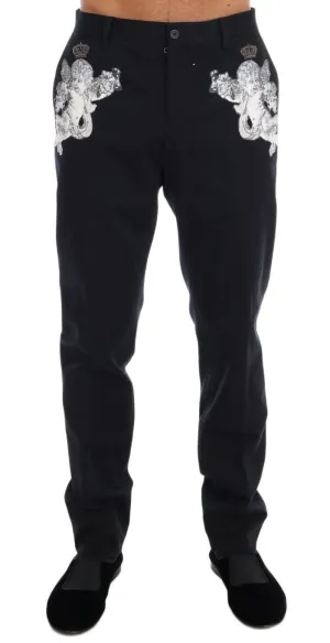 Black Cotton SICILIAN WESTERN Crown Pants