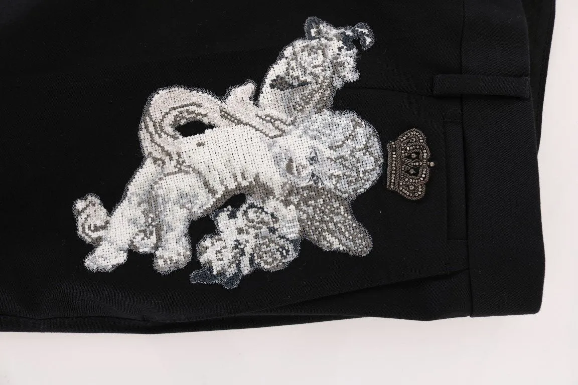 Black Cotton SICILIAN WESTERN Crown Pants