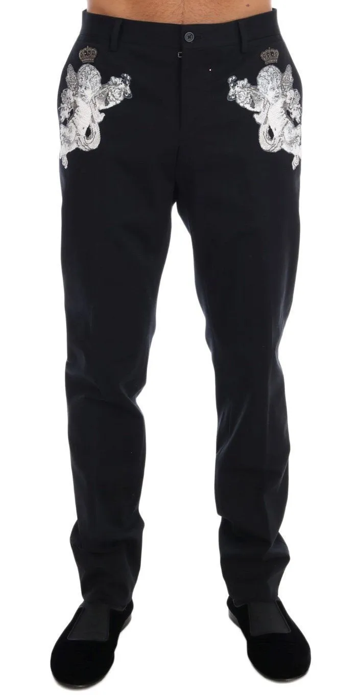 Black Cotton SICILIAN WESTERN Crown Pants
