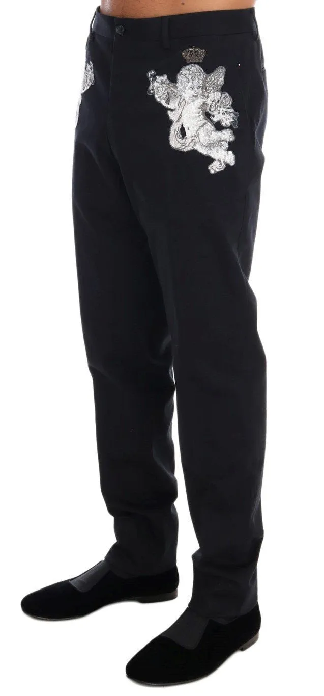 Black Cotton SICILIAN WESTERN Crown Pants