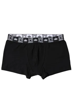 Black Cotton Stretch Men Regular Boxer Underwear
