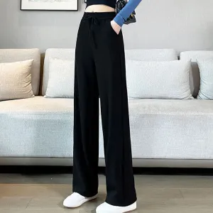 Black Textured Wide Leg Pants