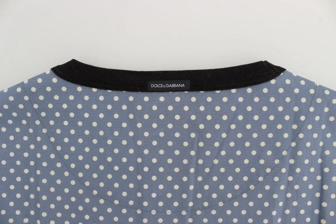 Blue SICILY Map Print Crewneck T-shirt