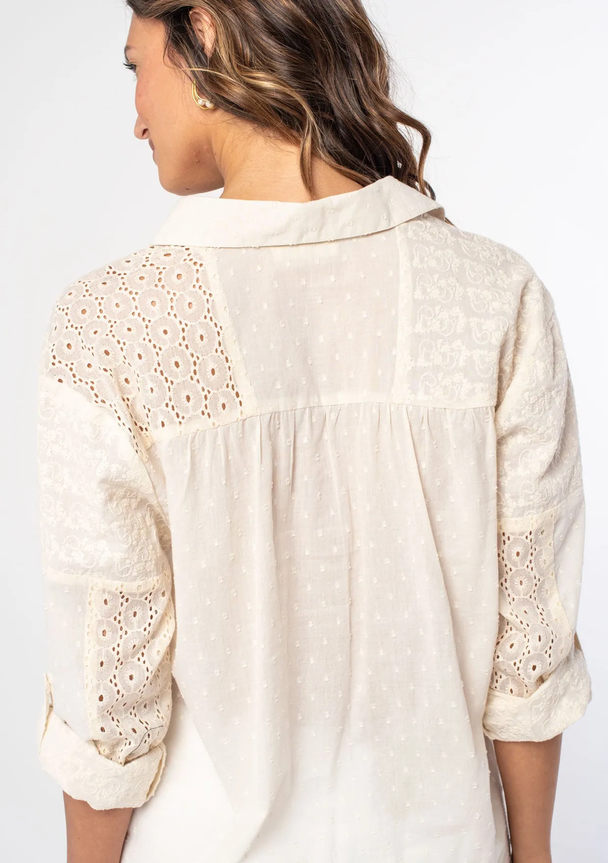 Boho Crochet High Low Collared Tunic