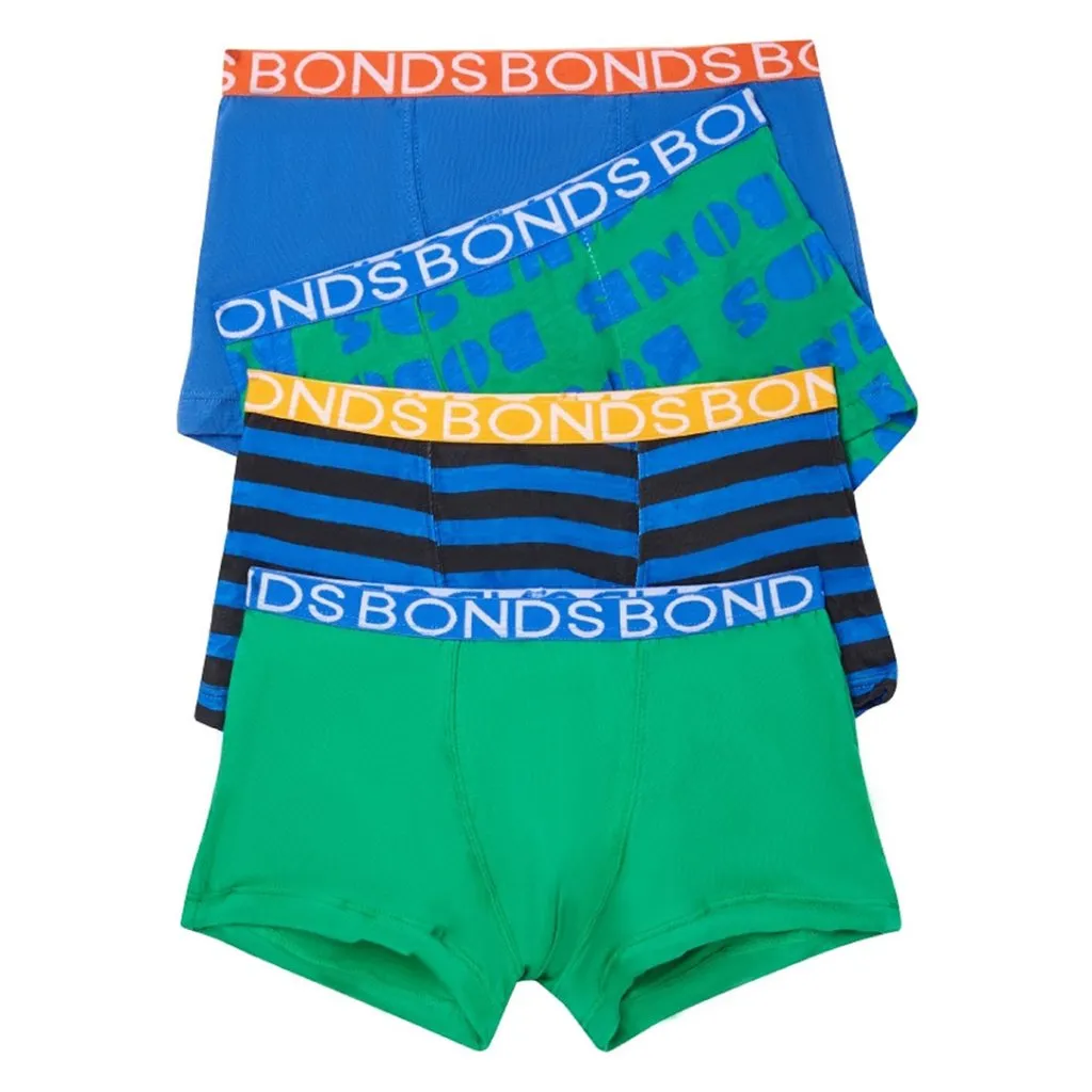 BONDS Boys Underwear Trunk 4 Pack Printed - Multi