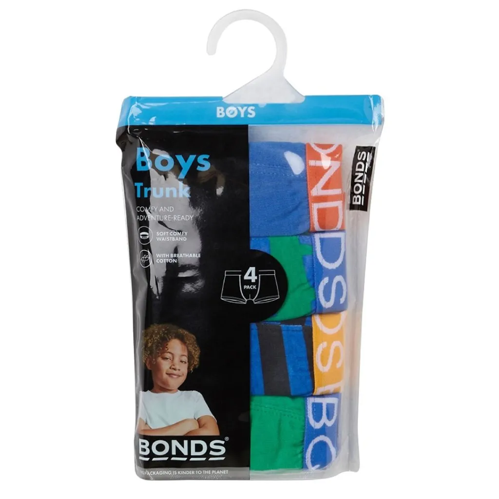 BONDS Boys Underwear Trunk 4 Pack Printed - Multi