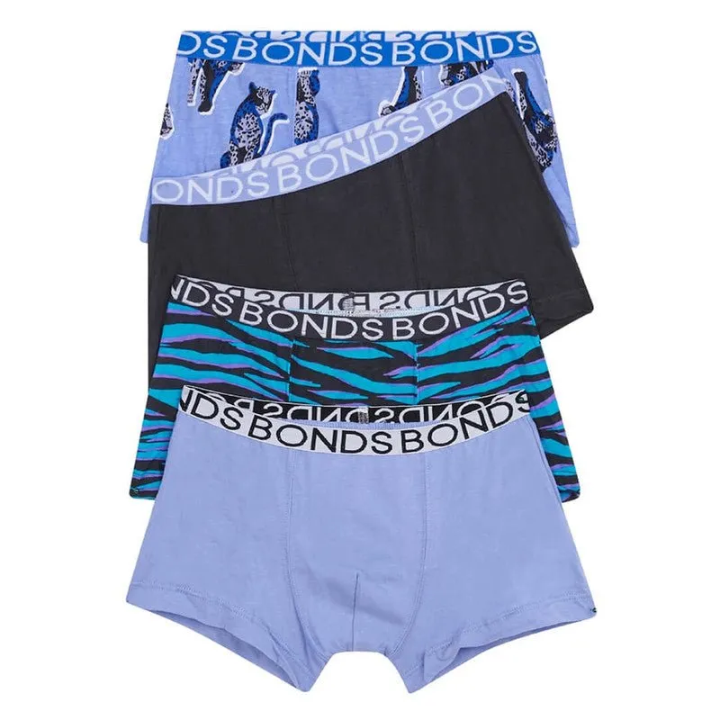 BONDS Kids Underwear Boys Trunks 4 Pack - Leo Leopard