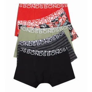 BONDS Kids Underwear Boys Trunks 5 Pack - Bahama Palms Night