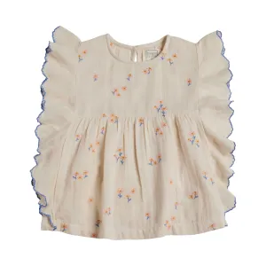 Bonheur du Jour Paris Daisy Baby   Girl Blouse - Ecru Rose