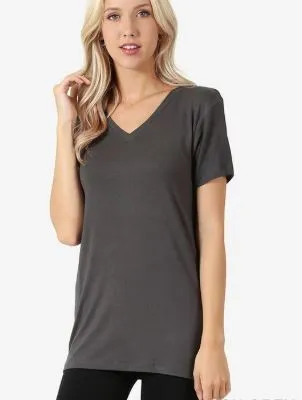 BRIAR V NECK TEE GREY