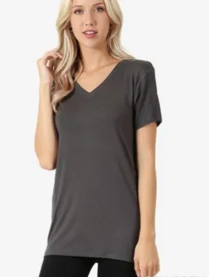 BRIAR V NECK TEE GREY