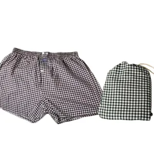 Brown White Check Mens Boxer Briefs - Cotton Underwear Trunk for Men