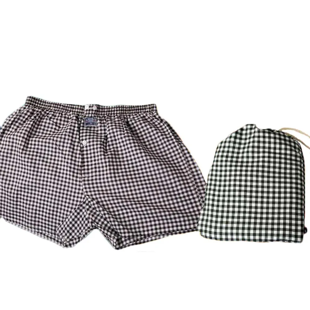 Brown White Check Mens Boxer Briefs - Cotton Underwear Trunk for Men